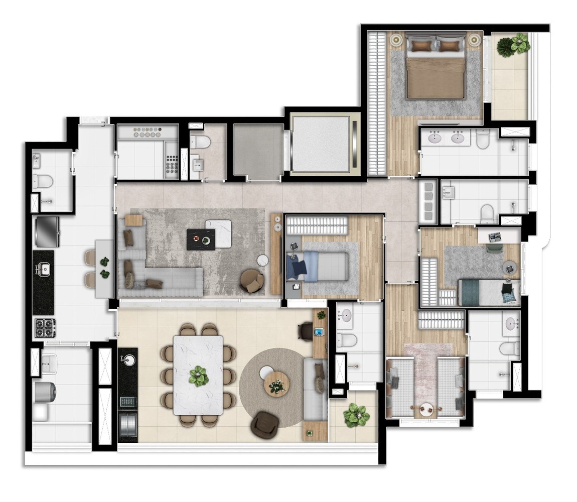 Planta 03 - 4 dorm 158m²