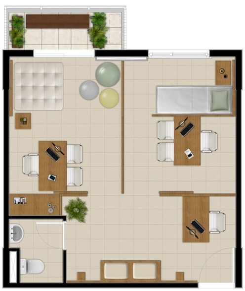 Planta - 37m² - sala