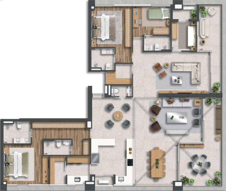 Planta 06 -  4 dorm 90m² - opção