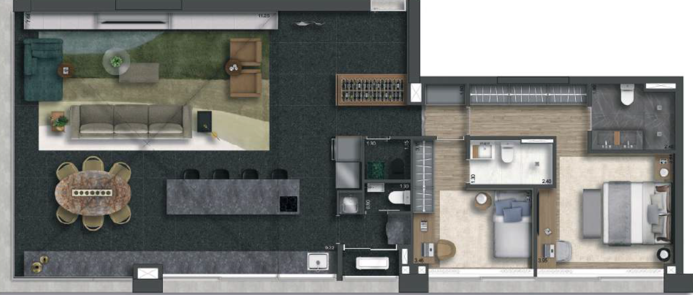 Planta 09 - 2 dorm 137m²