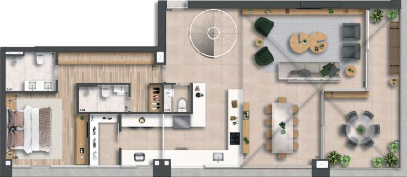 Planta 10 - 3 dorm 137m² - duplex inferior opção