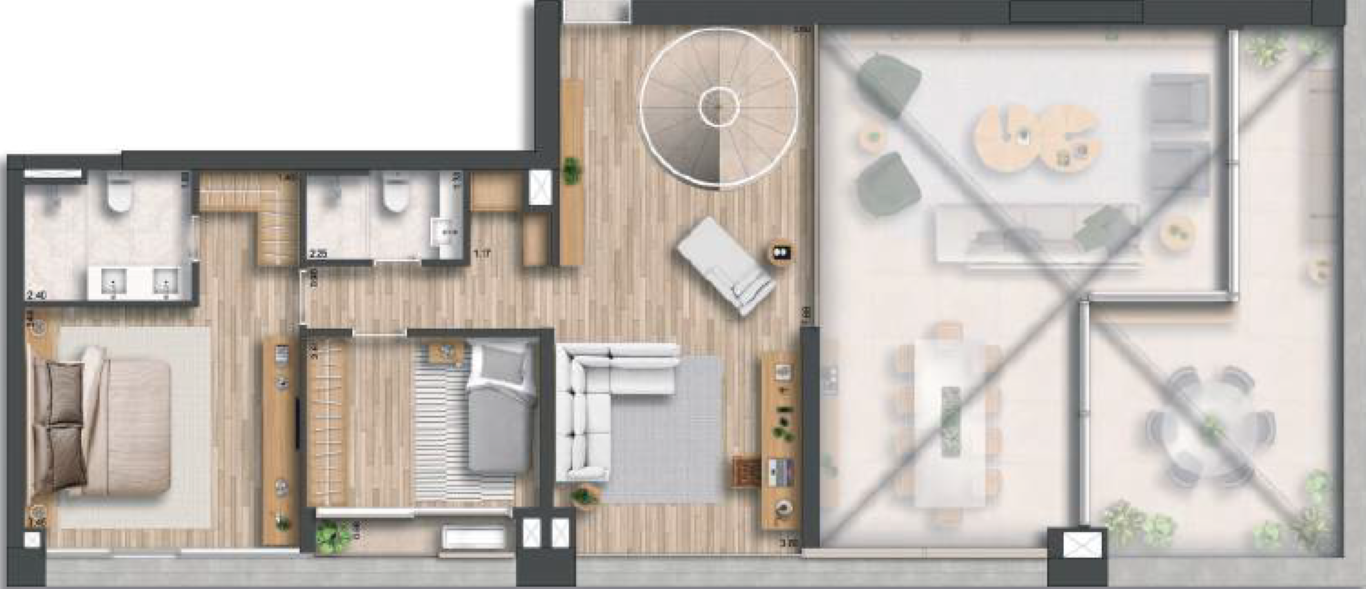 Planta 11 - 3 dorm 137m² - duplex superior opção