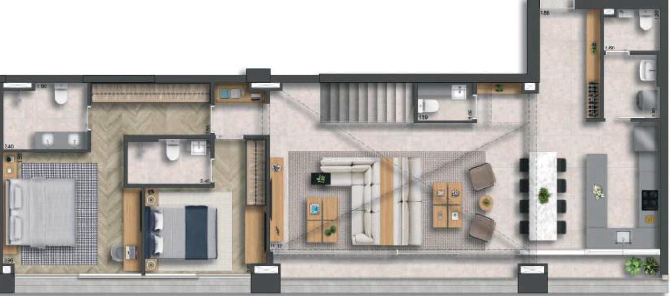 Planta 13 - 3 dorm 209m² - duplex inferior