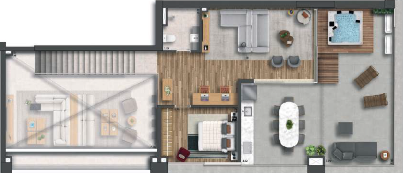 Planta 14 - 3 dorm 209m² - duplex superior