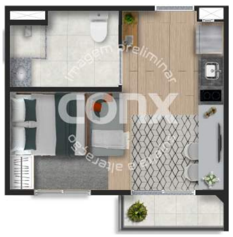 Planta 02 - 1 dorm 28m² - studio