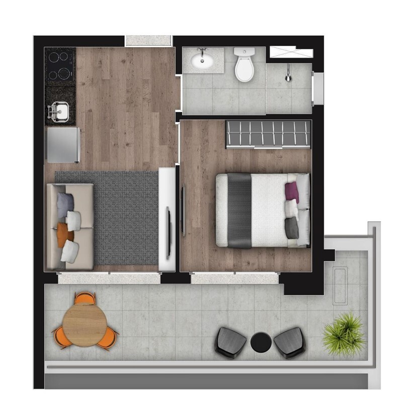 Planta 02 - 1 dorm 37 72m²