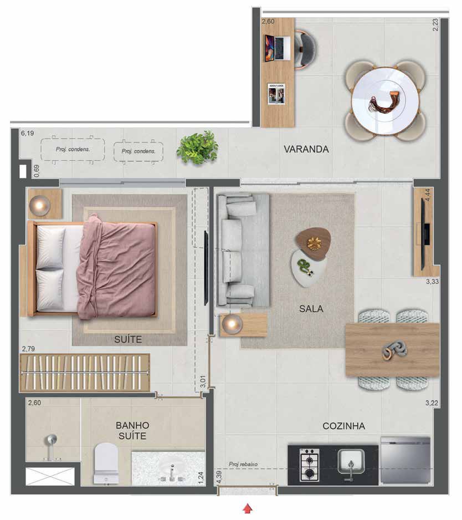 Planta 02 - 1 dorm 41,05m²
