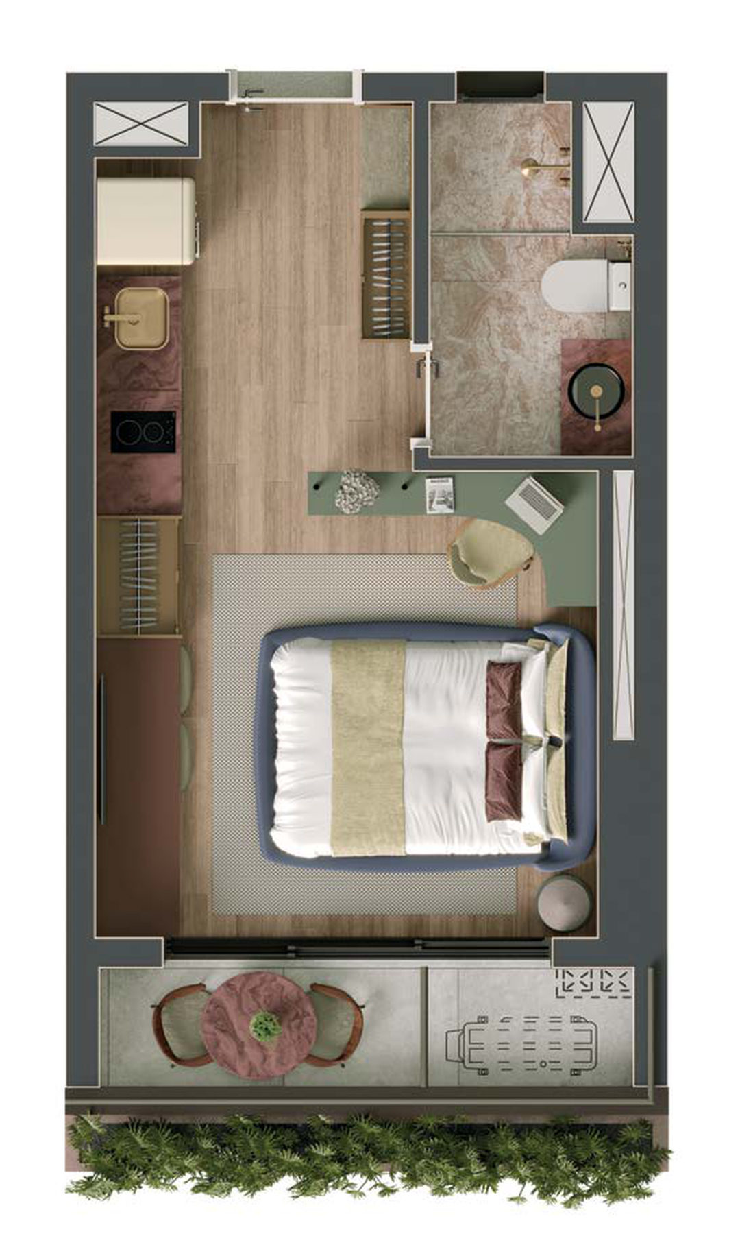 Planta 01 - 1 dorm 30m² - studio Planta 01 - 1 dorm 30m² - studio