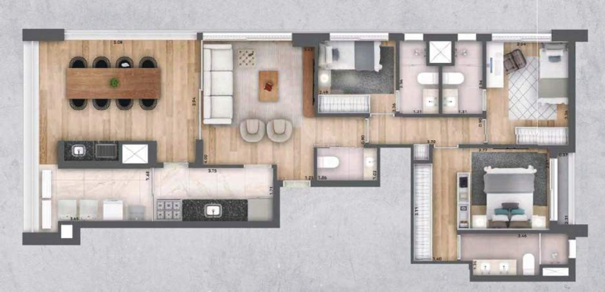 Planta 01 - 3 dorm 108m²