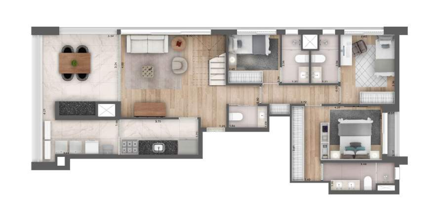 Planta 06 - 2 dorm 211m² - cobertura duplex - inferior