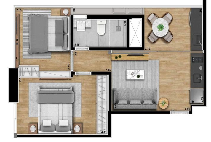 Planta 03 - 45 93m²