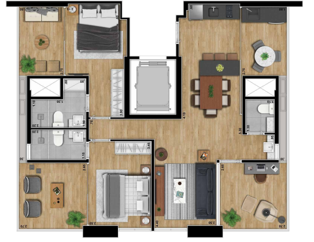 Planta 04 - 2 dorm 91m² - opção