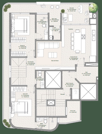 Planta 04 - 2 dorm 112 56m² - duplex - inferior