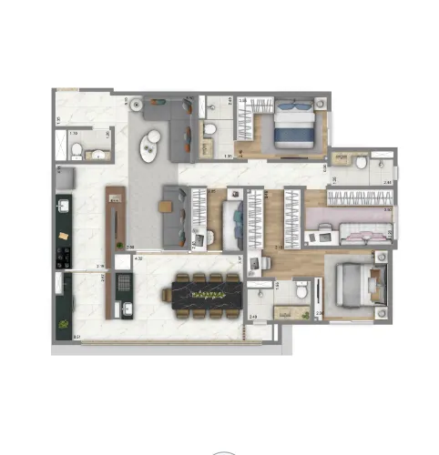 Planta 06 - 4 dorm 122m² - opção