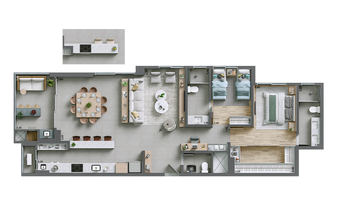 Planta 06 - 2 dorm 112m² - opção