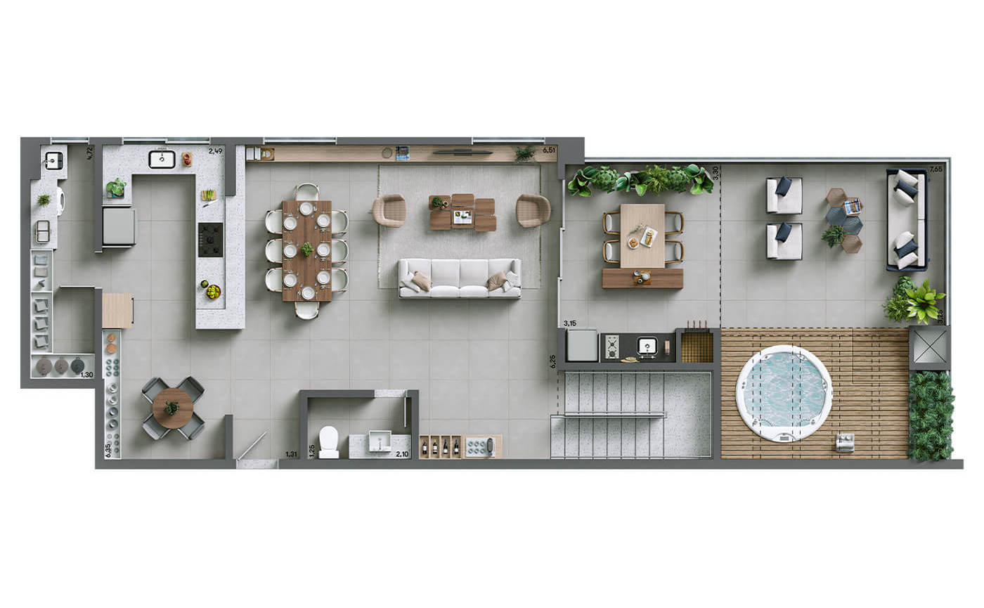 Planta 09 - 3 dorm 172m² - cobertura duplex - inferior