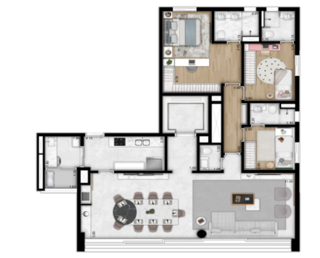 Planta 02 - 3 dorm 130m²