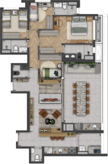 Planta 01 - 3 dorm 142m²