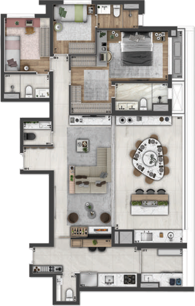 Planta 02 - 3 dorm 142m² - opção