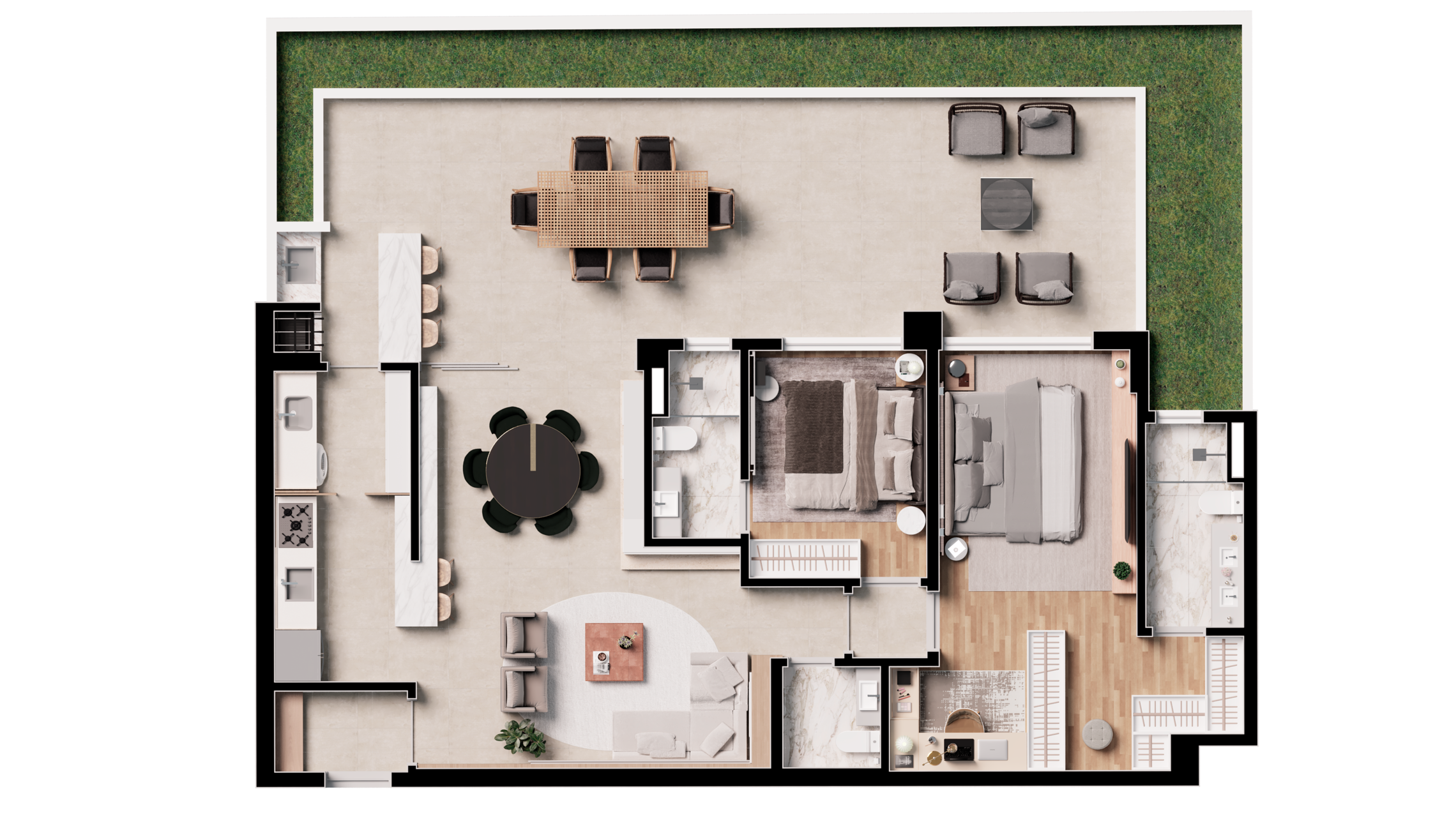 Planta 03 - 2 dorm 139 56m² - garden