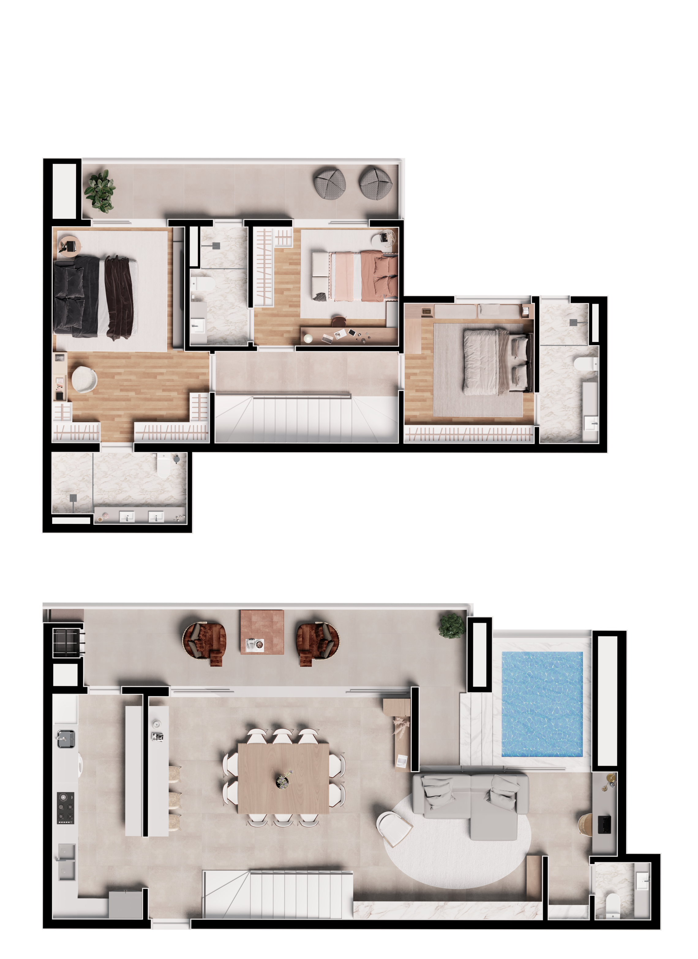 Planta 05 - 3 dorm 174 66m² - cobertura duplex