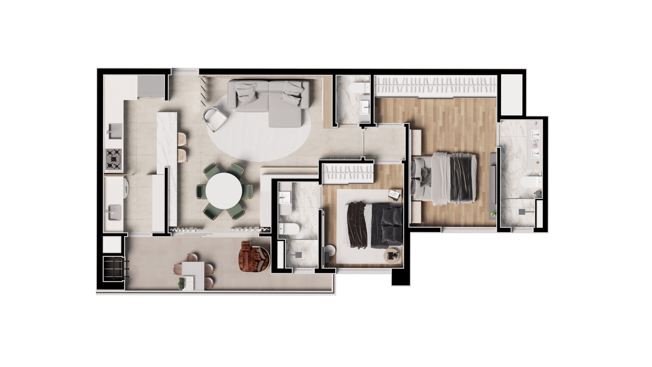 Planta 06 - 2 dorm 94 28m²