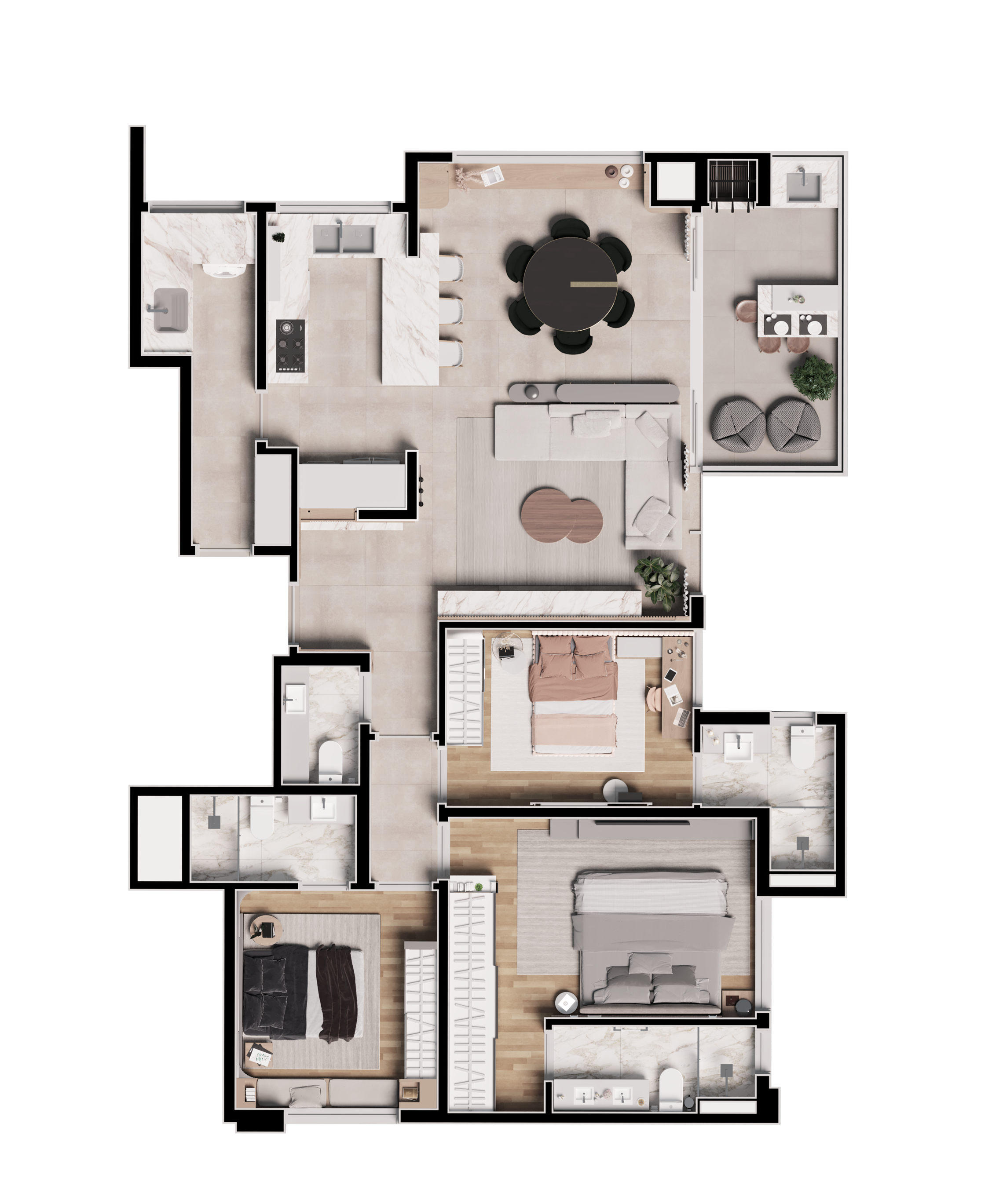 Planta 08 - 3 dorm 140 89m²