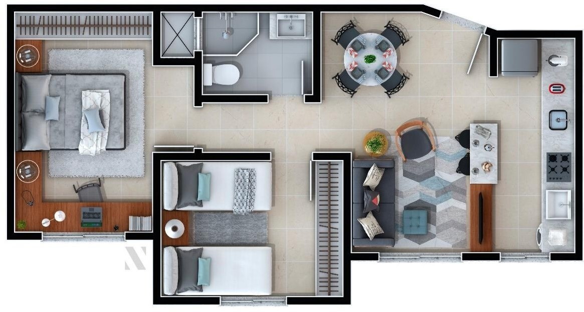 Planta 02 - 2 dorm 59 21m²