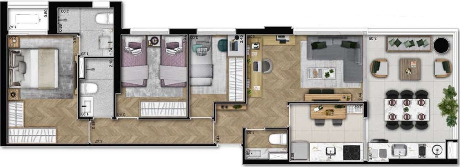 Planta 05 - 3 dorm 79m²