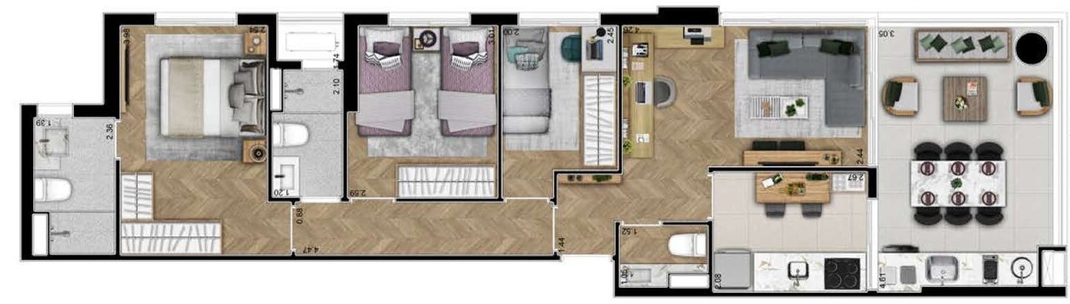 Planta 07 - 3 dorm 79m²