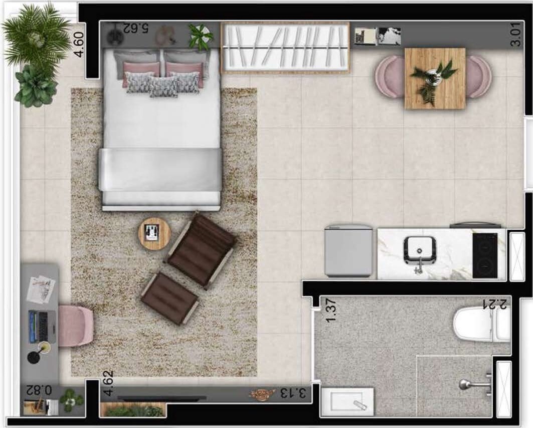 Planta 04 - 1 dorm 33m² - studio