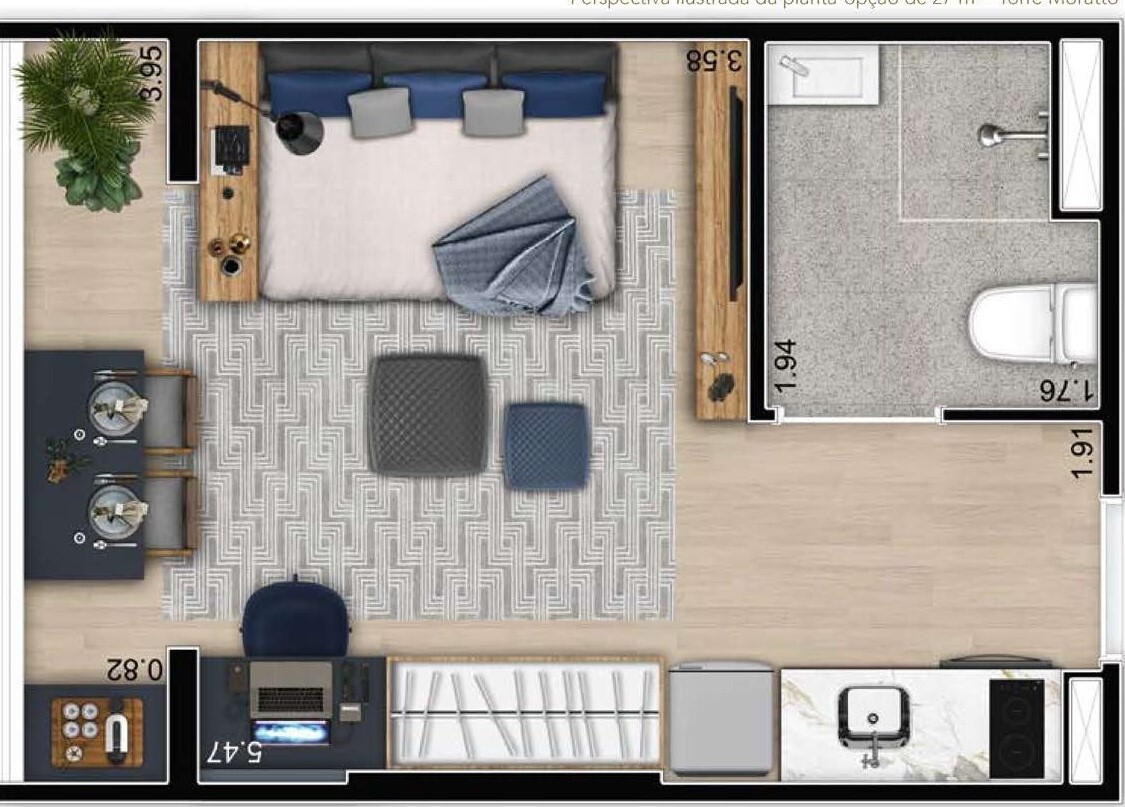 Planta 06 - 1 dorm 27m² - studio