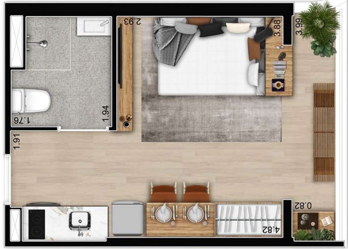 Planta 07 - 1 dorm 26m² - studio