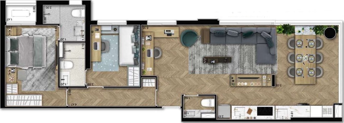 Planta 06 - 2 dorm 79m² - opção