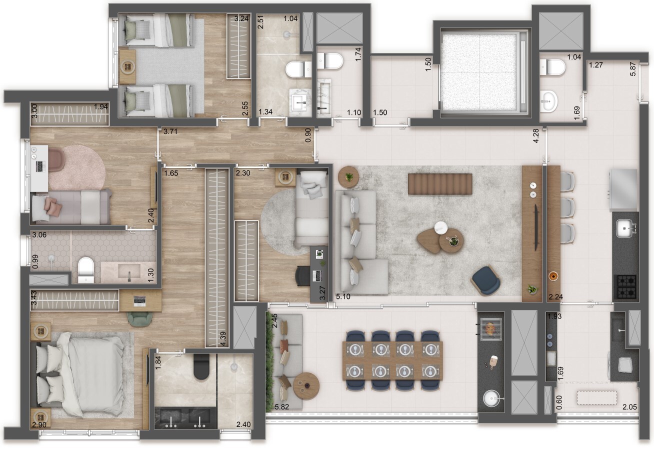 Planta 04 - 4 dorm 139 10m²