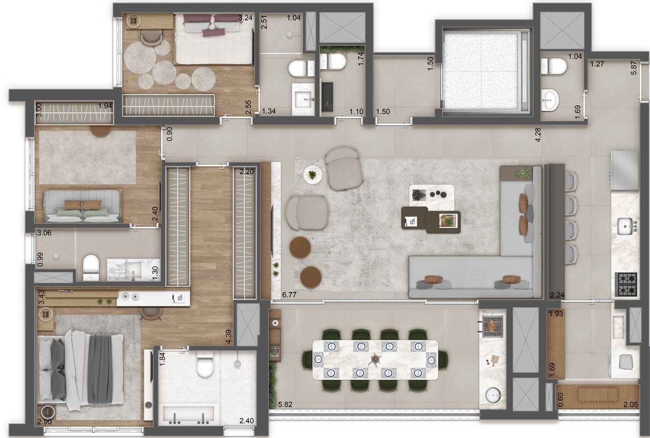 Planta 05 - 3 dorm 139 10m² - opção