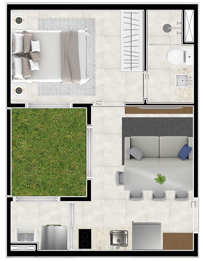 Planta 05 - 1 dorm 31 44m² - garden