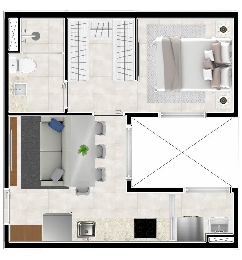 Planta 08 - 1 dorm 30 74m²