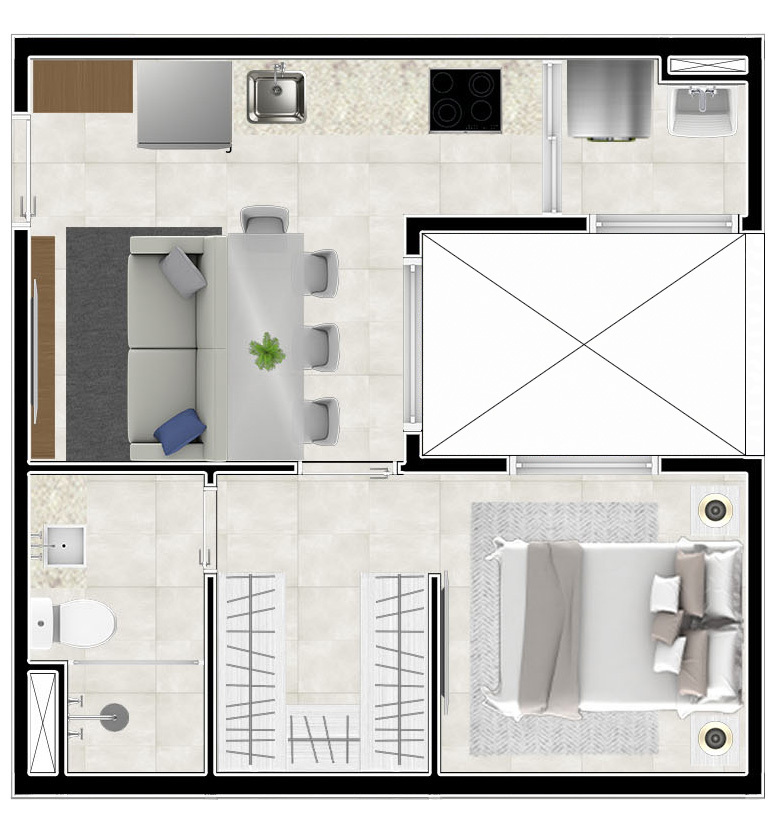 Planta 09 - 1 dorm 30 36m²