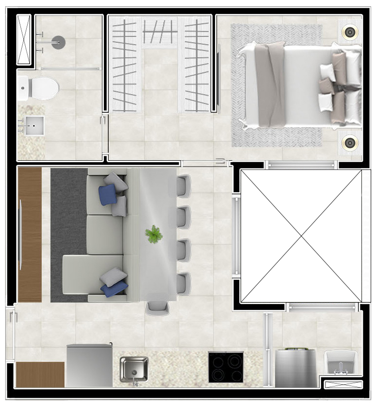 Planta 10 - 1 dorm 32 01m²
