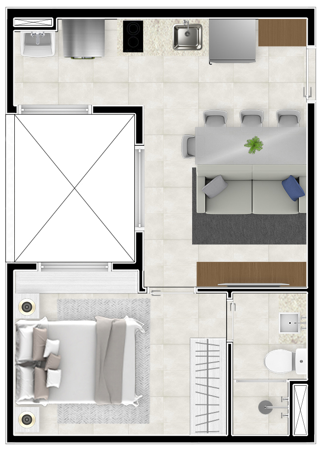 Planta 12 - 1 dorm 26 42m²