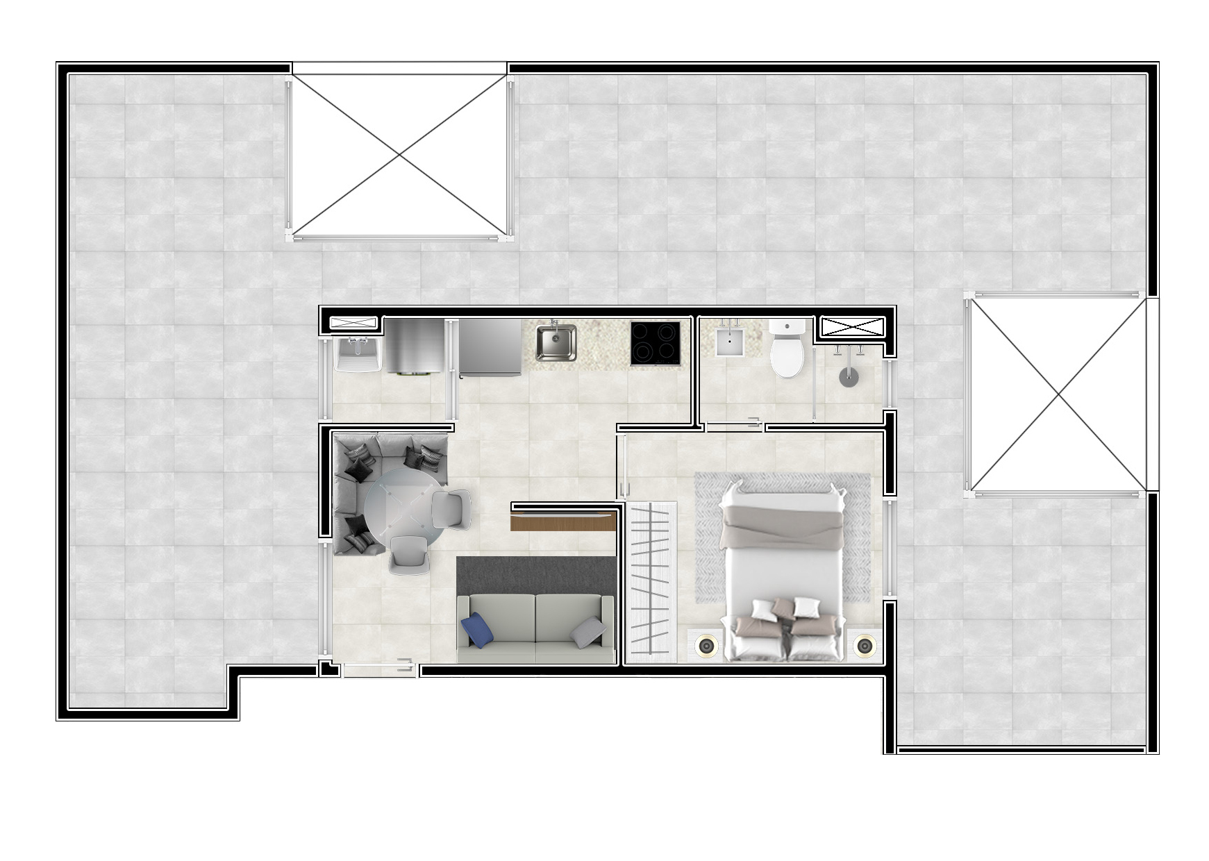 Planta 18 - 1 dorm 27 62m²