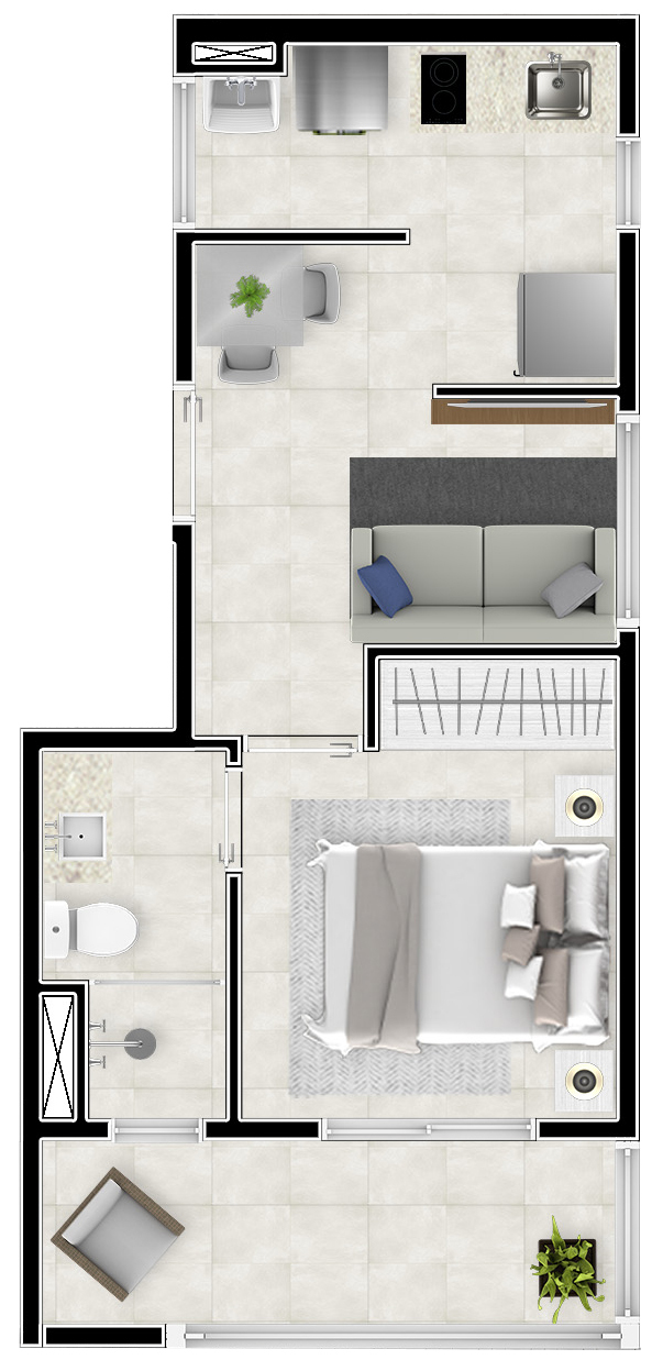 Planta 19 - 1 dorm 28 14m²