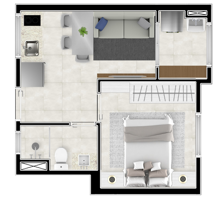 Planta 20 - 1 dorm 25 27m²