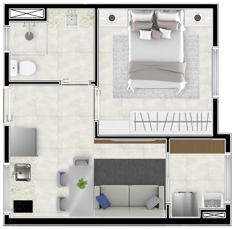 Planta 21 - 1 dorm 25 82m²