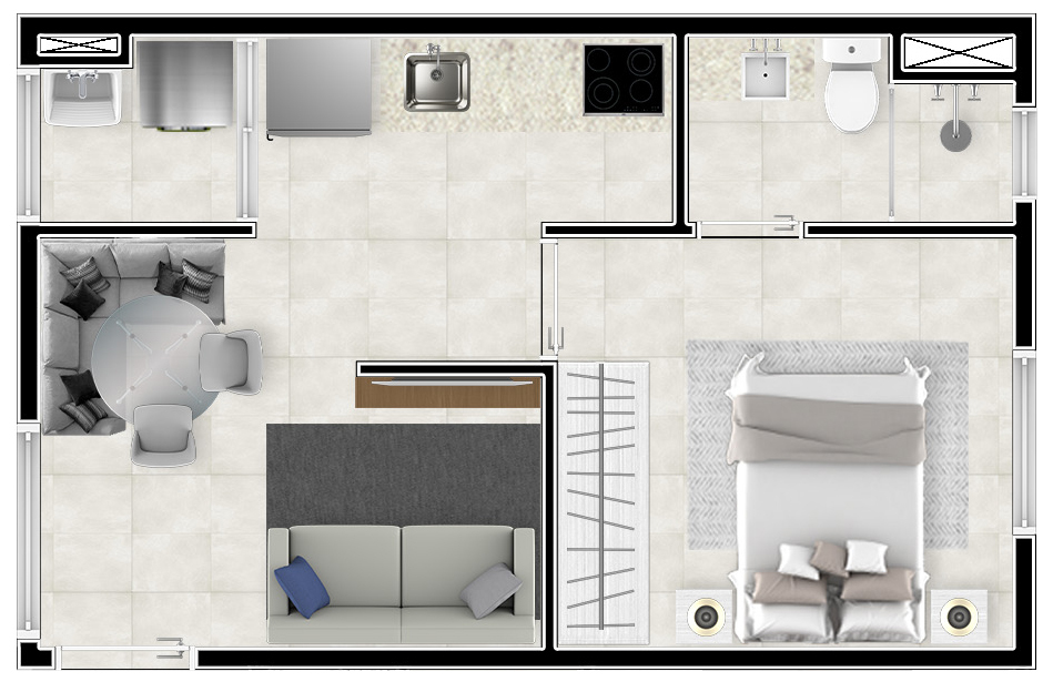 Planta 22 - 1 dorm 27 62m²