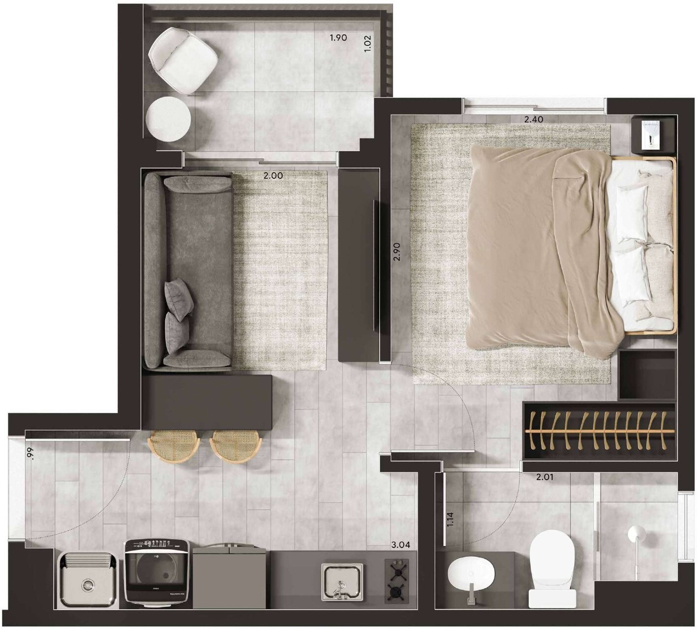 Planta 06 - 1 dorm 24m²