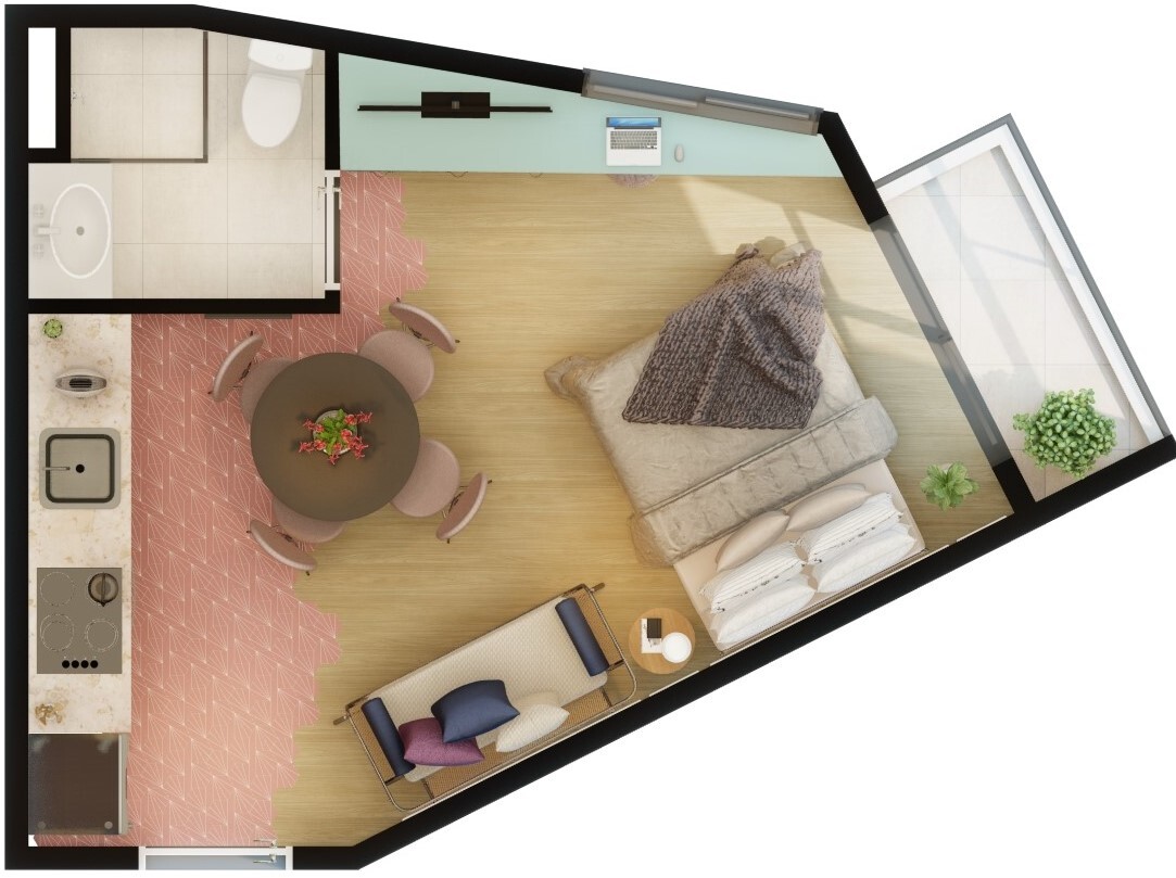 Planta 02 - 1 dorm 24 06m² - studio