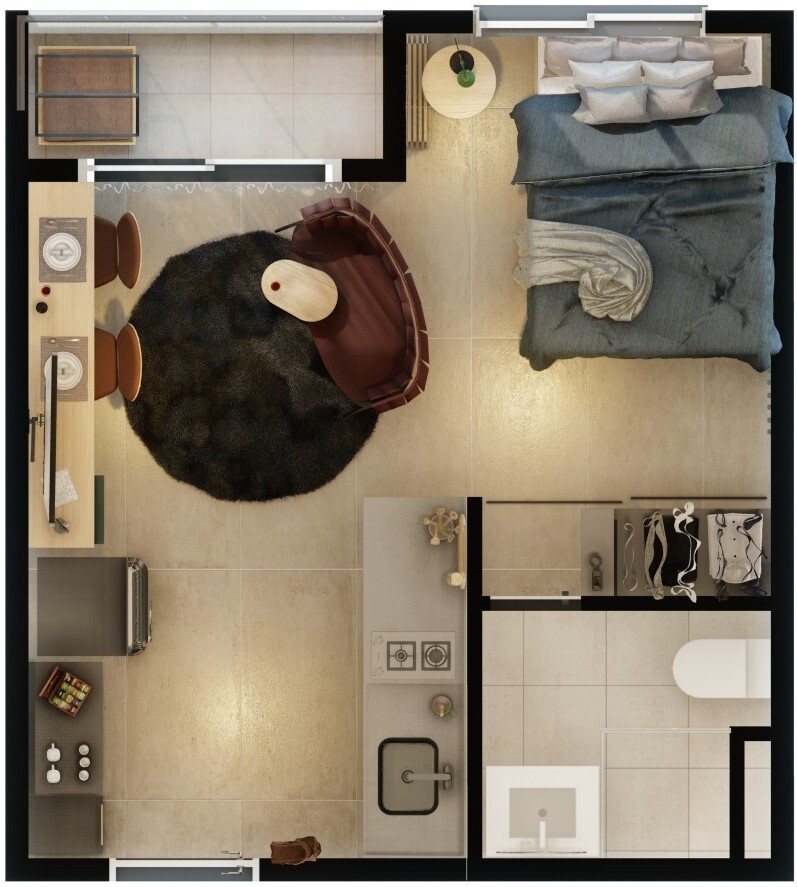 Planta 05 - 1 dorm 24 06m² - studio