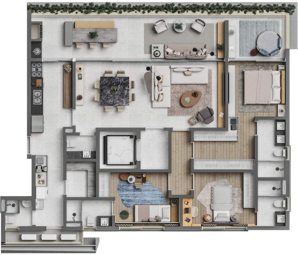 Planta 01 - 3 dorm 174m²